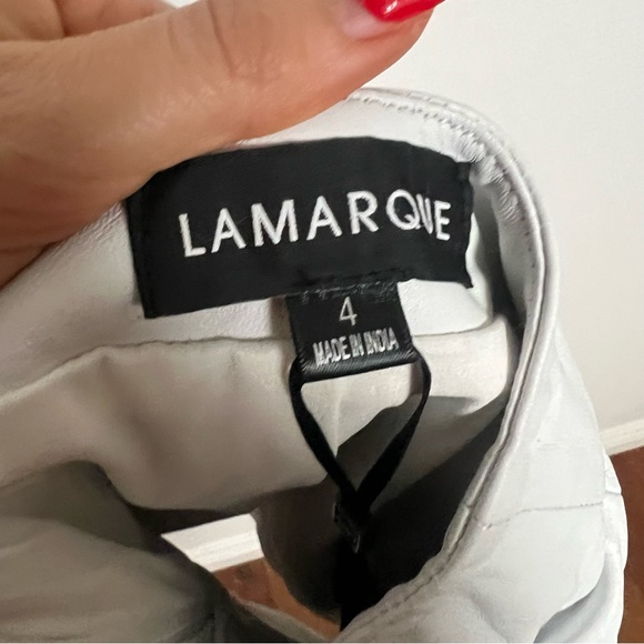 NWT Lamarque Aricia White Genuine Leather Ruched Mini Skirt Size 4 Small - Picture 7 of 7